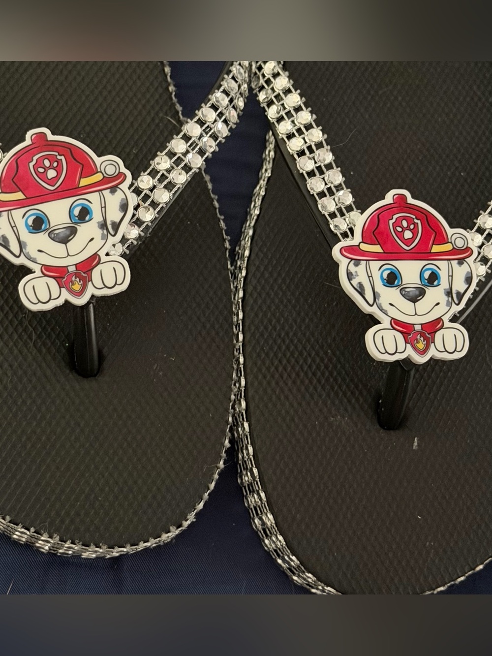 Black Flip Flops with Paw Patrol Character
